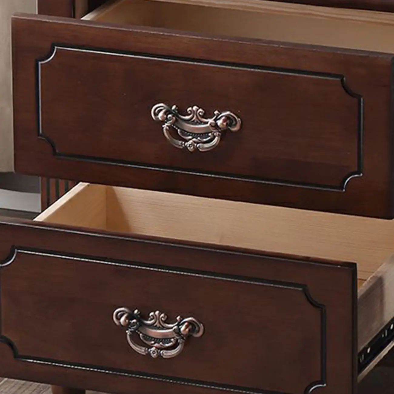 Classic Wood White Carved 2-Drawer Nightstand Image - 14 | homeyfad