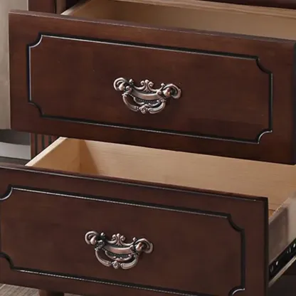 Classic Wood White Carved 2-Drawer Nightstand Image - 14