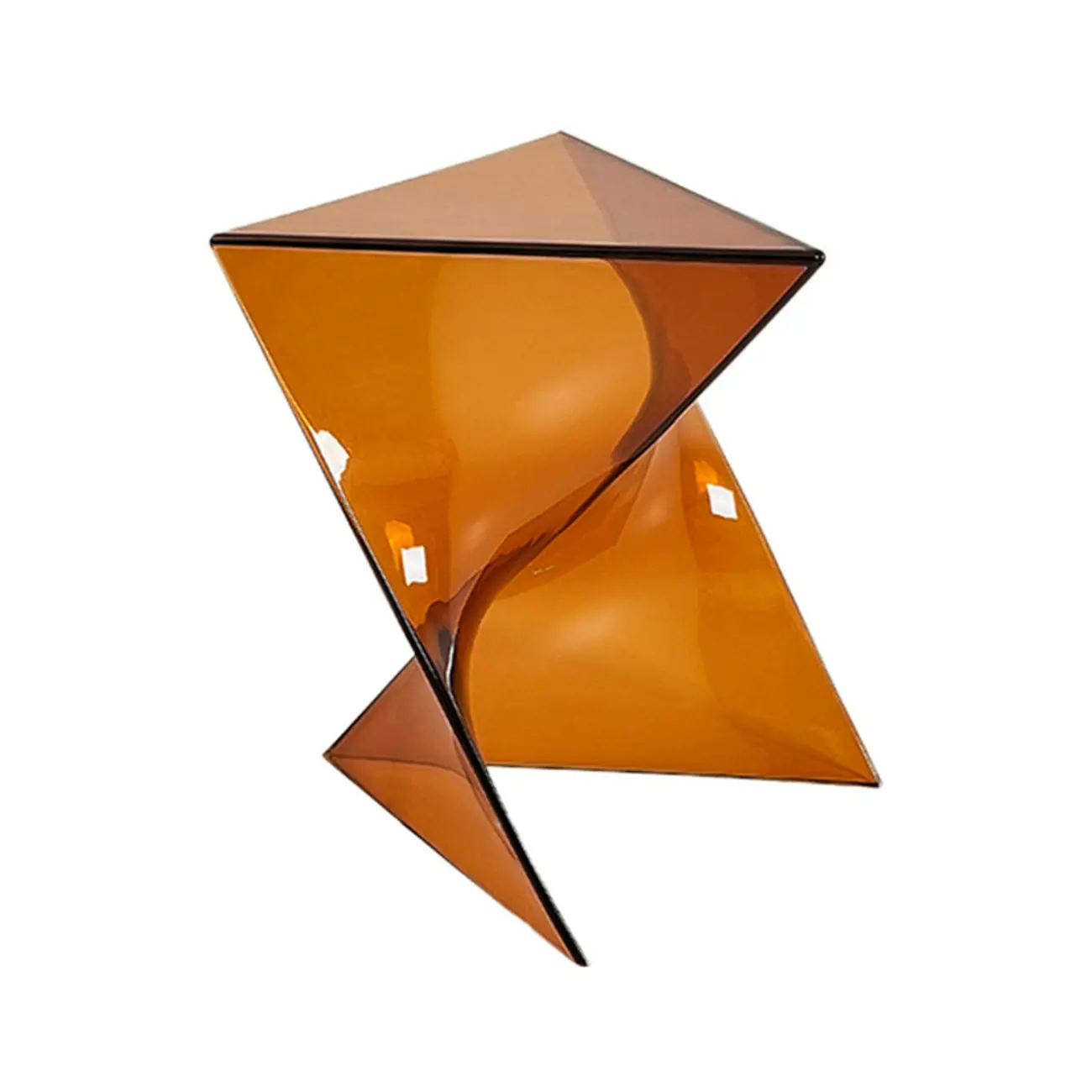 Living Room Acrylic Triangle Side Table with Twisted Base Image - 6 | homeyfad