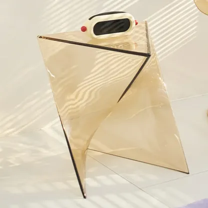 Living Room Acrylic Triangle Side Table with Twisted Base Image - 7