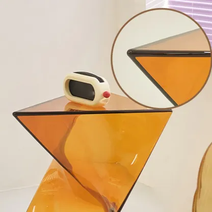 Living Room Acrylic Triangle Side Table with Twisted Base Image - 8