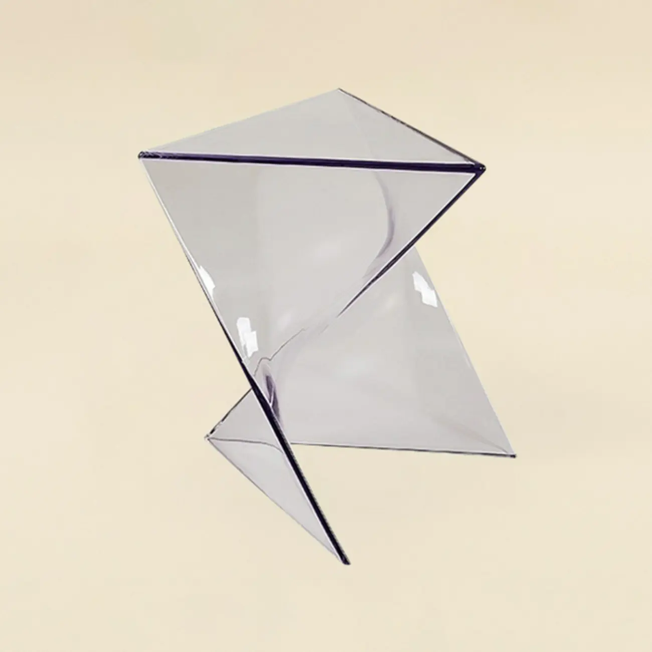 Living Room Acrylic Triangle Side Table with Twisted Base Image - 9 | homeyfad