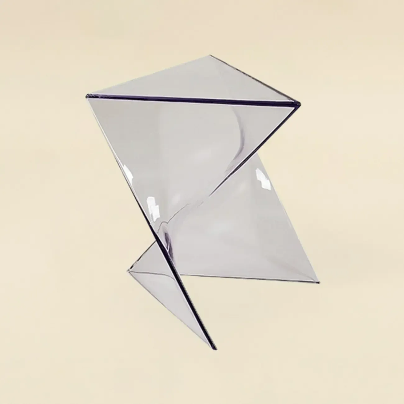 Living Room Acrylic Triangle Side Table with Twisted Base Image - 9
