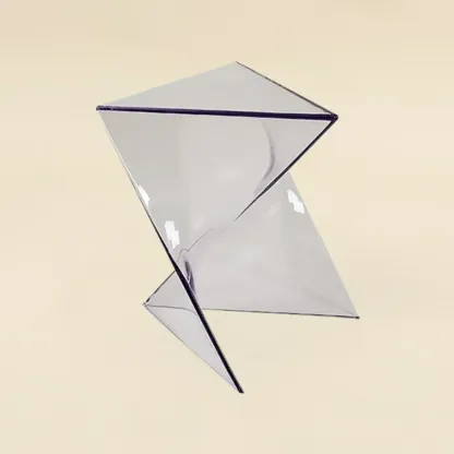 Living Room Acrylic Triangle Side Table with Twisted Base Image - 9