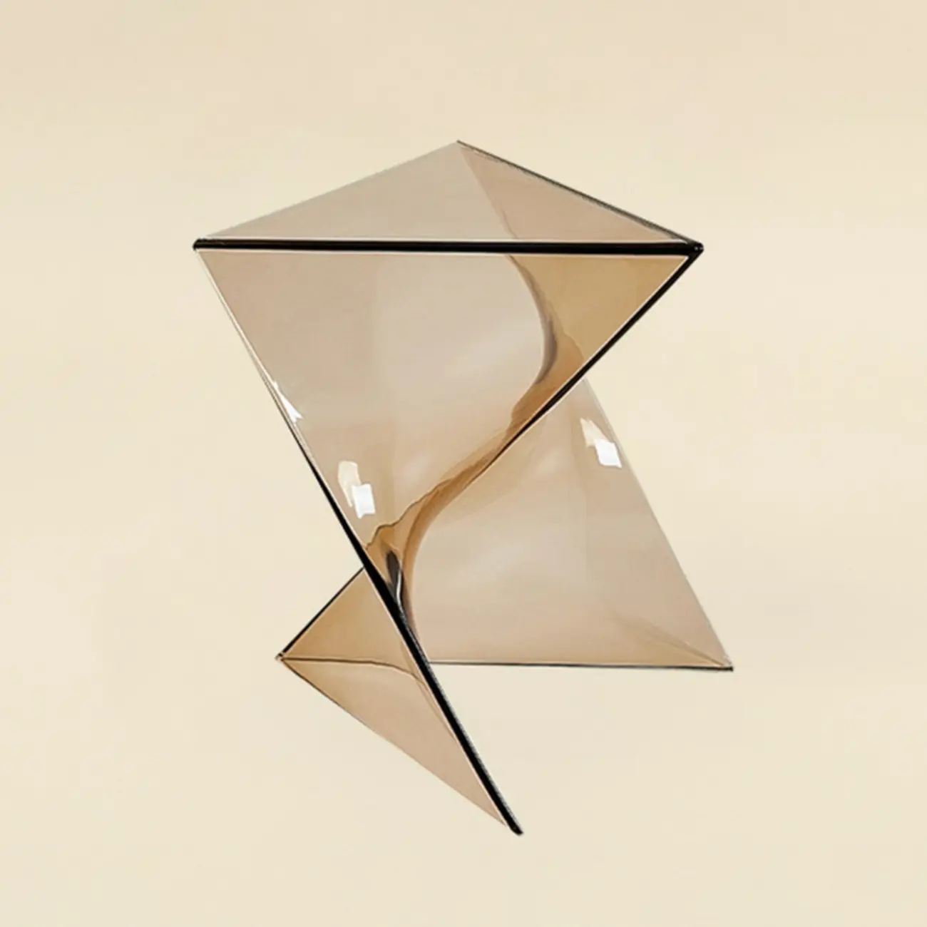 Living Room Acrylic Triangle Side Table with Twisted Base Image - 10 | homeyfad