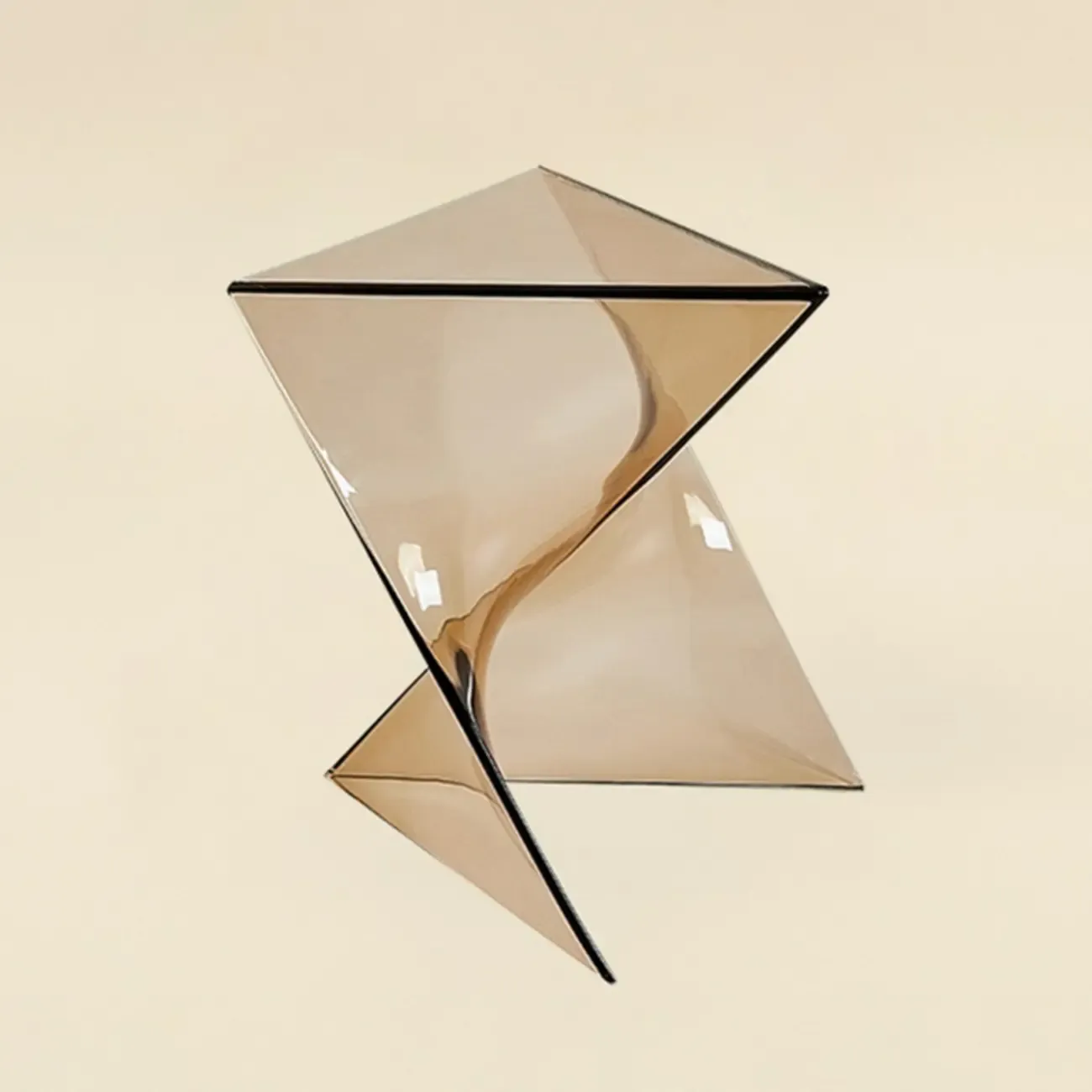 Living Room Acrylic Triangle Side Table with Twisted Base Image - 10