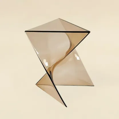Living Room Acrylic Triangle Side Table with Twisted Base Image - 10