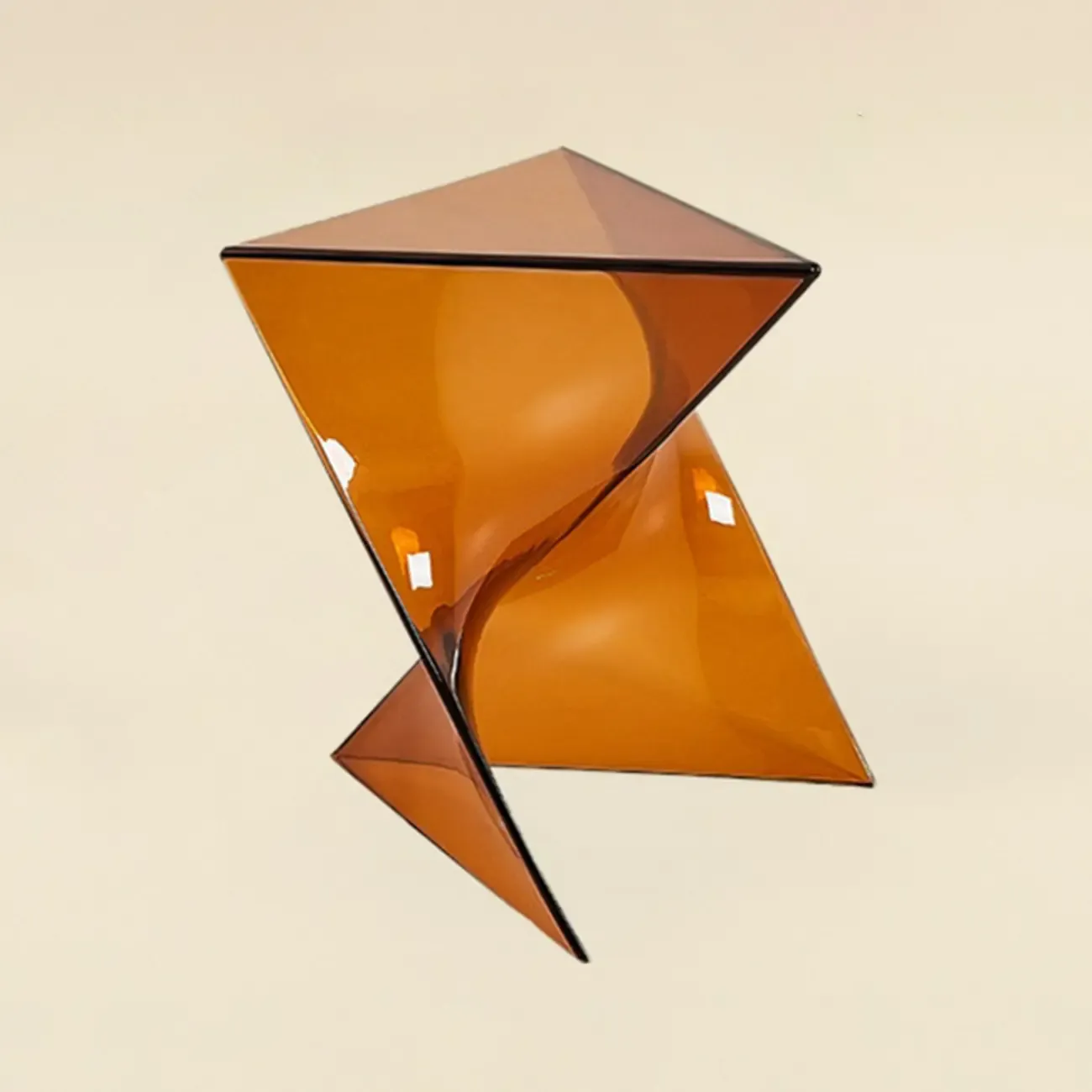 Living Room Acrylic Triangle Side Table with Twisted Base Image - 12