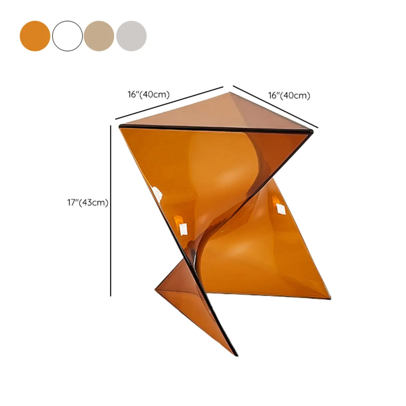 Living Room Acrylic Triangle Side Table with Twisted Base #size | homeyfad