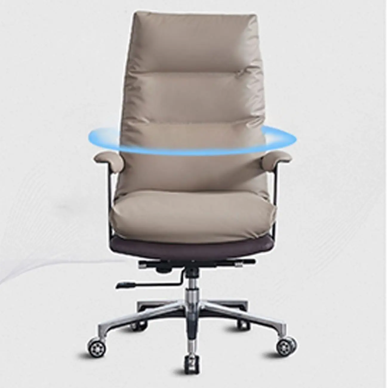 Rotatable Lifting Gray Leather Office Chairs with Arms and Wheels Image - 6 | homeyfad