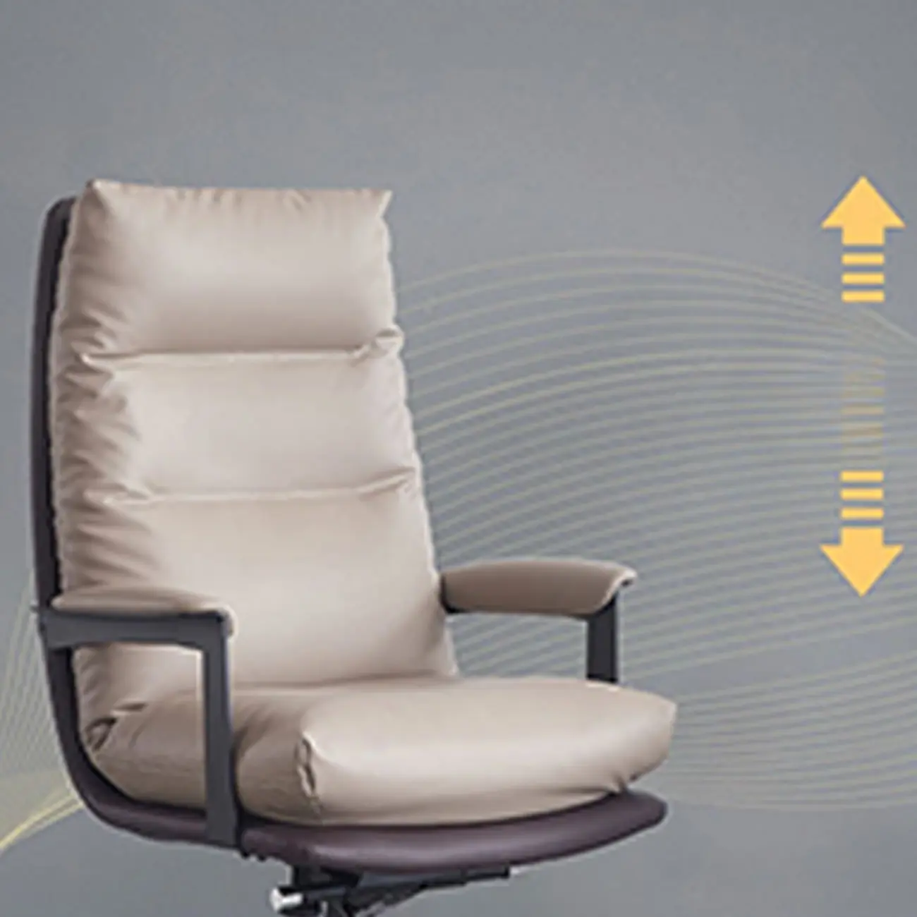 Rotatable Lifting Gray Leather Office Chairs with Arms and Wheels Image - 5 | homeyfad