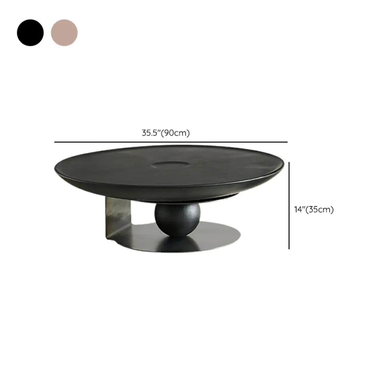Tray Top Wood Walnut Abstract Base Round Coffee Table Image - 13