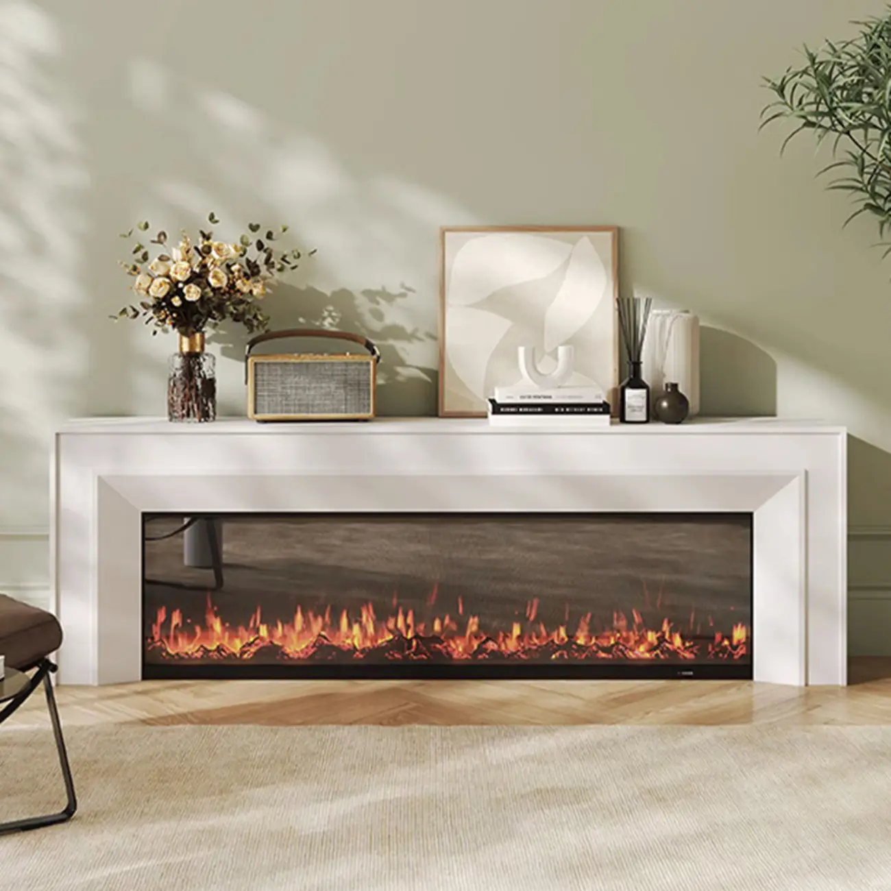 Modern Wooden TV Stand with Fireplace Storage for Living Room Image - 2 | homeyfad