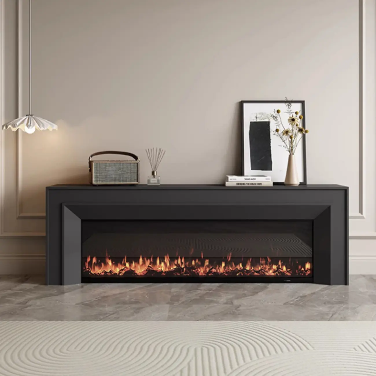 Modern Wooden TV Stand with Fireplace Storage for Living Room Image - 4 | homeyfad