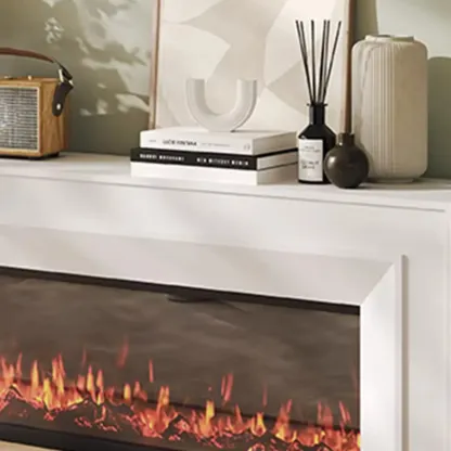 Modern Wooden TV Stand with Fireplace Storage for Living Room Image - 8