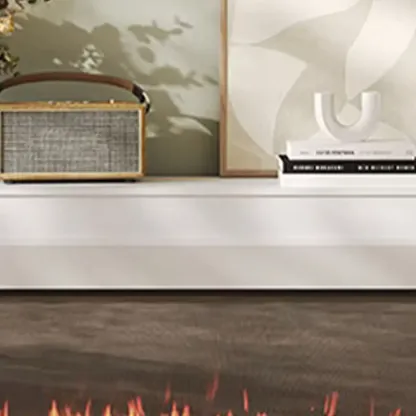 Modern Wooden TV Stand with Fireplace Storage for Living Room Image - 9