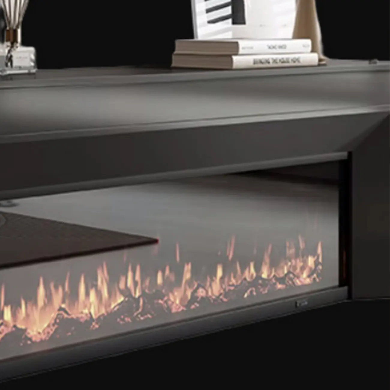 Modern Wooden TV Stand with Fireplace Storage for Living Room Image - 10 | homeyfad