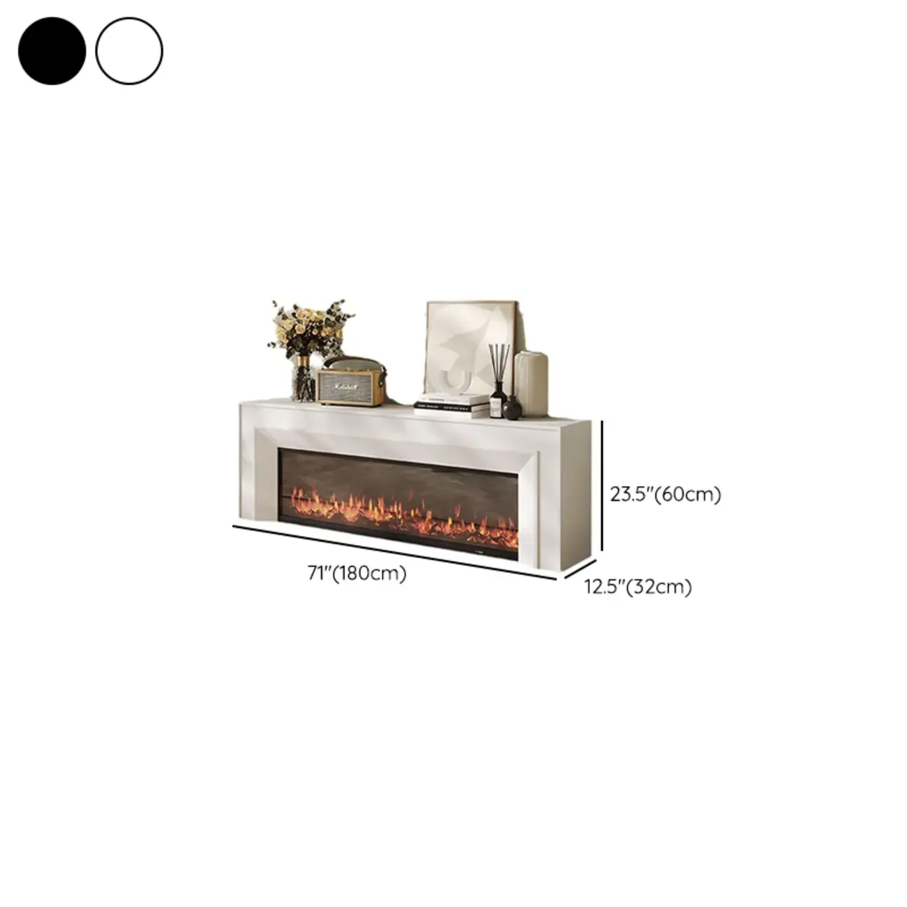 Modern Wooden TV Stand with Fireplace Storage for Living Room #size