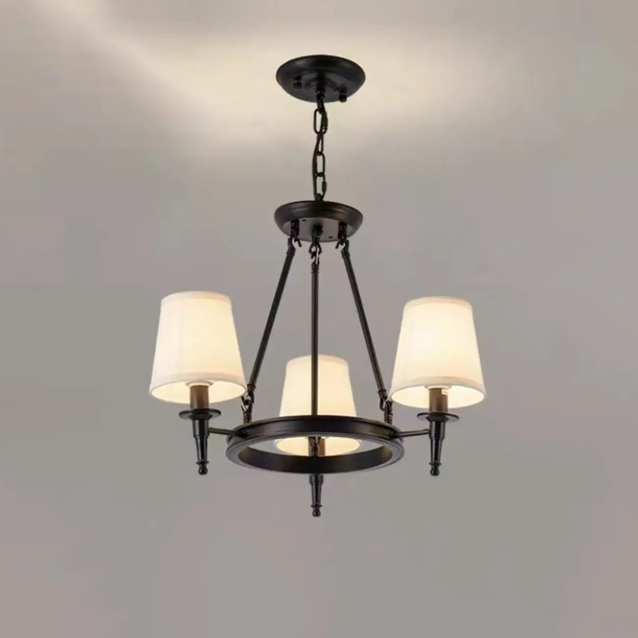 America Country Ring Fabric Lampshade Black Chandelier Image - 10 | homeyfad