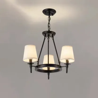 America Country Ring Fabric Lampshade Black Chandelier Image - 10