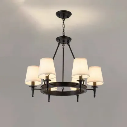 America Country Ring Fabric Lampshade Black Chandelier Image - 11