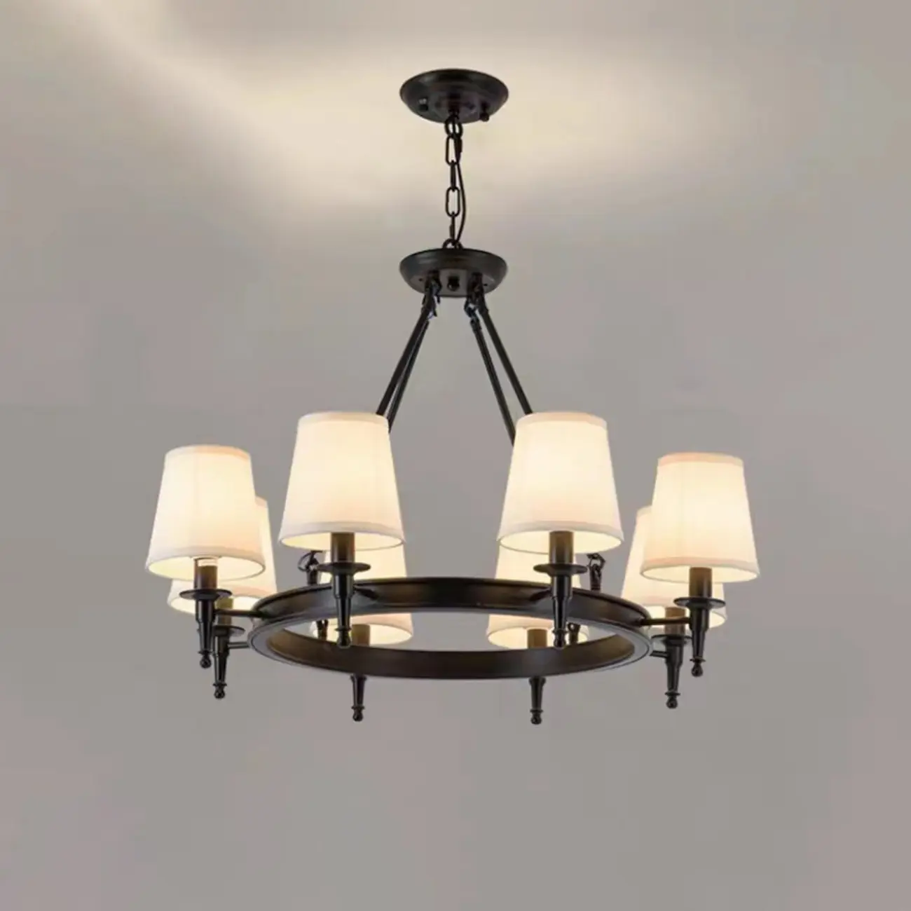 America Country Ring Fabric Lampshade Black Chandelier Image - 12 | homeyfad