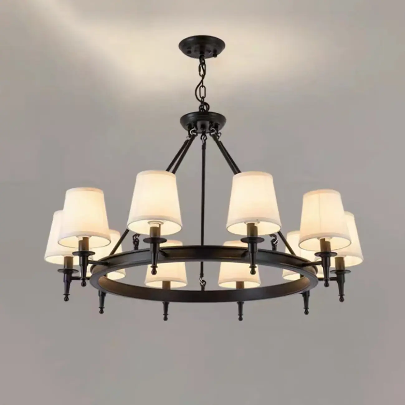 America Country Ring Fabric Lampshade Black Chandelier Image - 13 | homeyfad