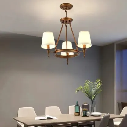 America Country Ring Fabric Lampshade Black Chandelier Image - 6