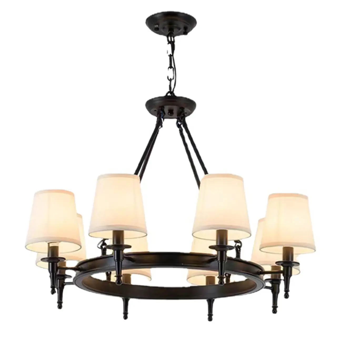 America Country Ring Fabric Lampshade Black Chandelier Image - 15 | homeyfad