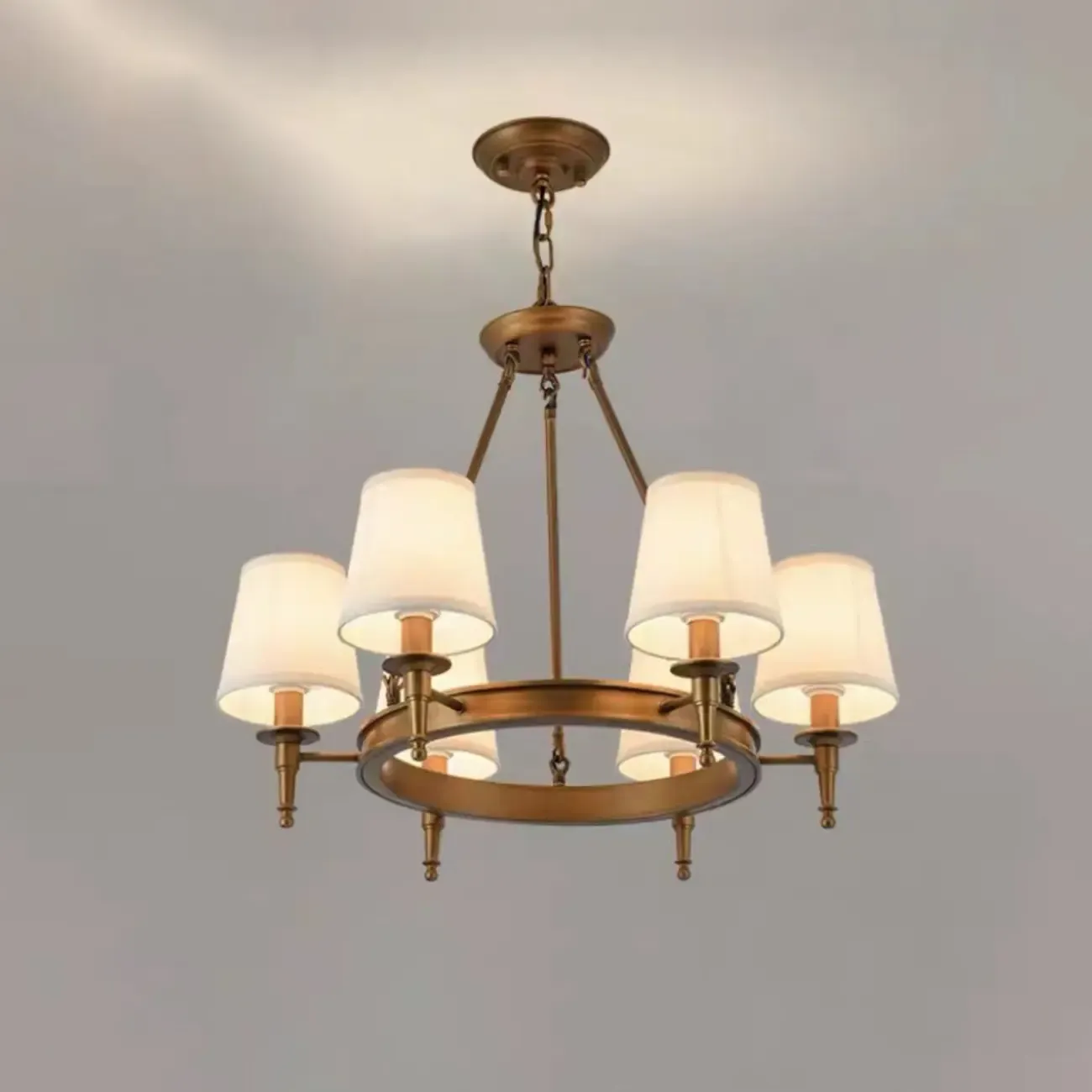 America Country Ring Fabric Lampshade Black Chandelier Image - 16