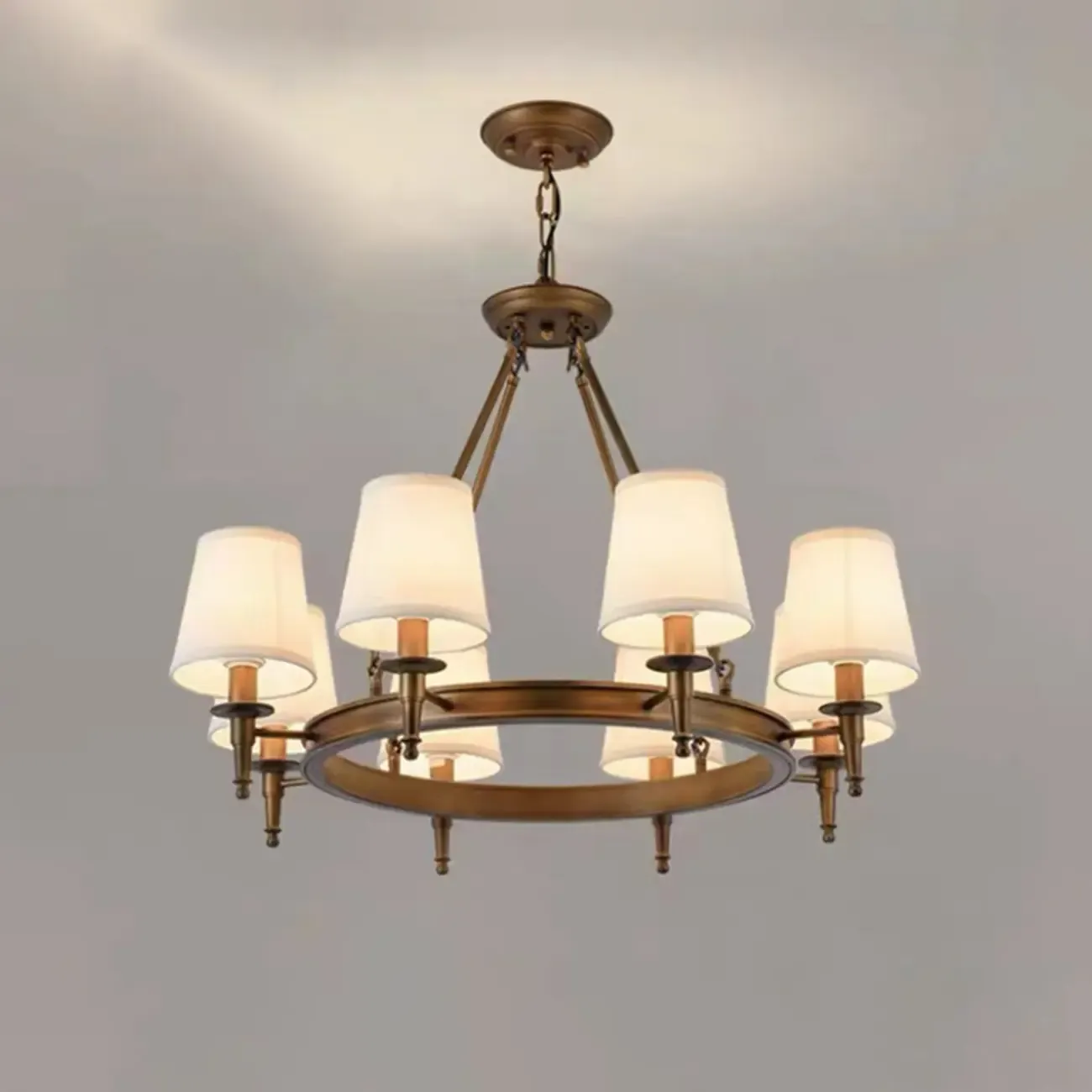 America Country Ring Fabric Lampshade Black Chandelier Image - 17