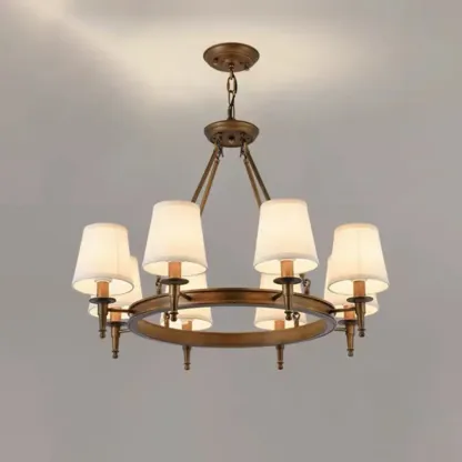 America Country Ring Fabric Lampshade Black Chandelier Image - 17