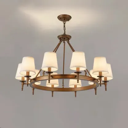 America Country Ring Fabric Lampshade Black Chandelier Image - 18