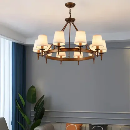 America Country Ring Fabric Lampshade Black Chandelier Image - 19