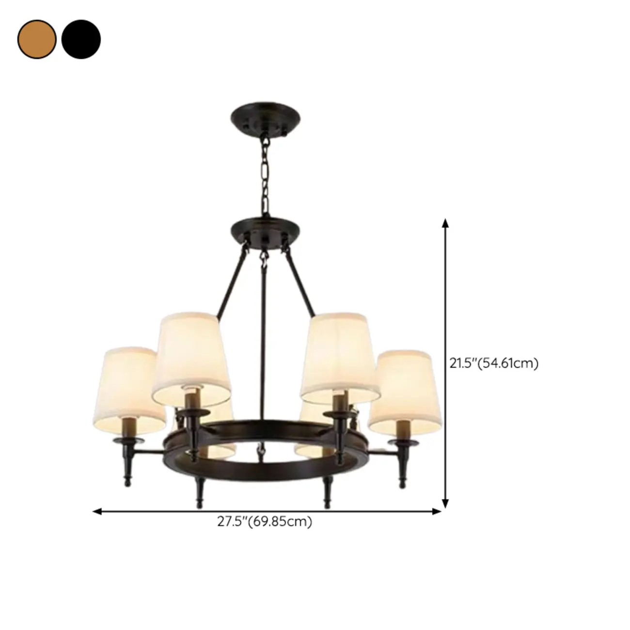 America Country Ring Fabric Lampshade Black Chandelier Image - 21 | homeyfad