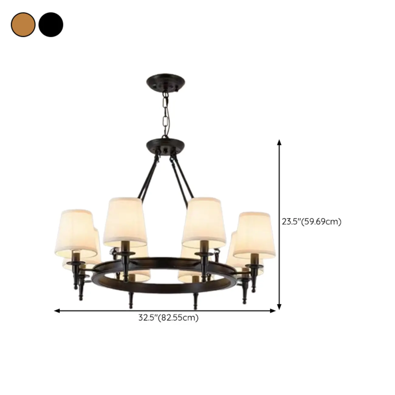 America Country Ring Fabric Lampshade Black Chandelier Image - 22 | homeyfad