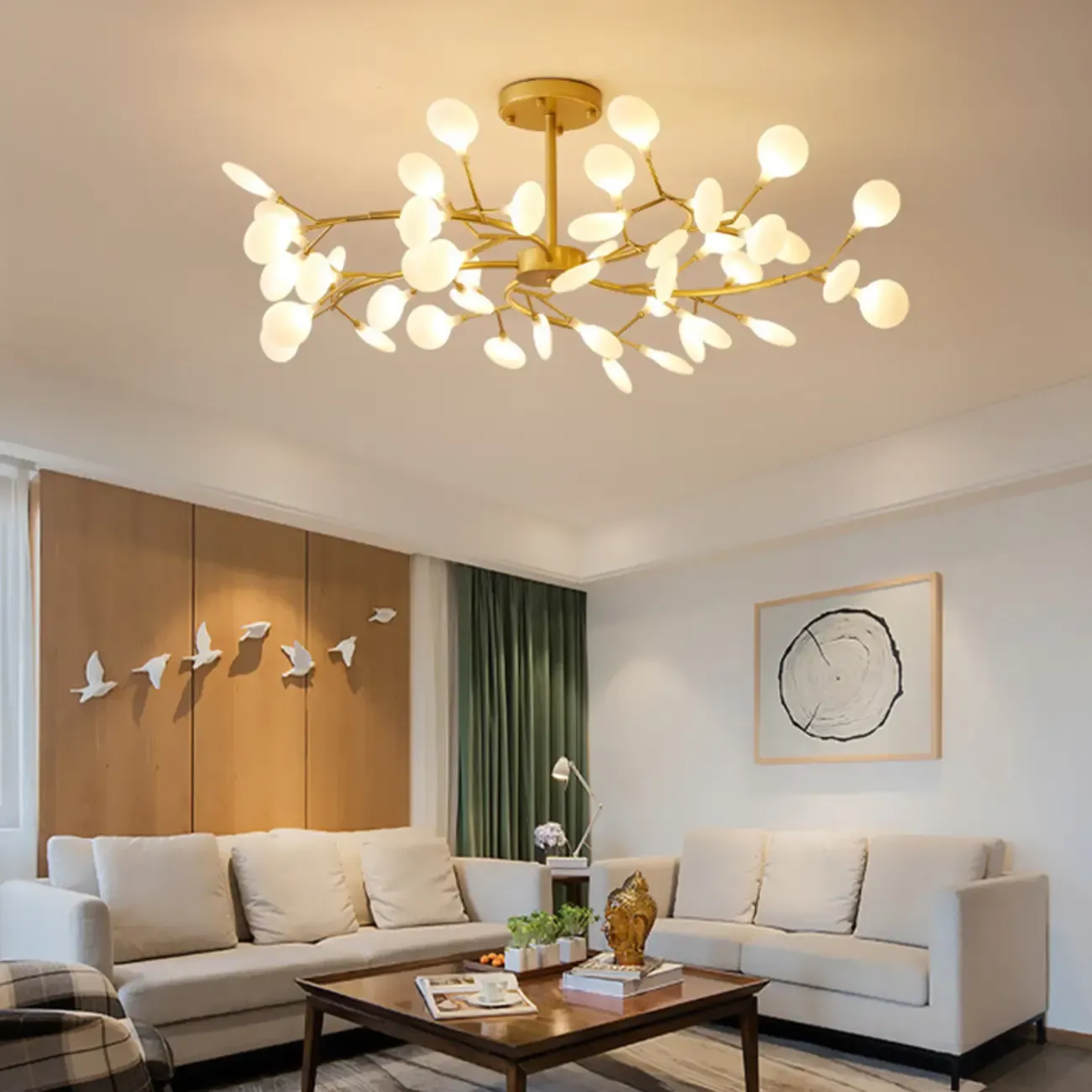 Sputnik Modern Branching Glass Brass Chandelier Image - 1