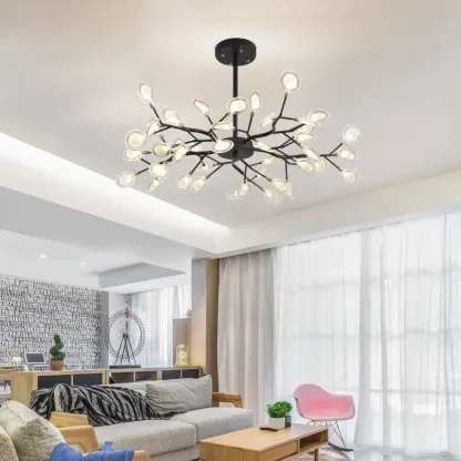 Sputnik Modern Branching Glass Brass Chandelier Image - 2