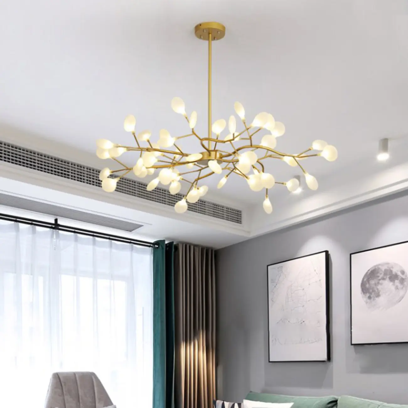 Sputnik Modern Branching Glass Brass Chandelier Image - 6 | homeyfad