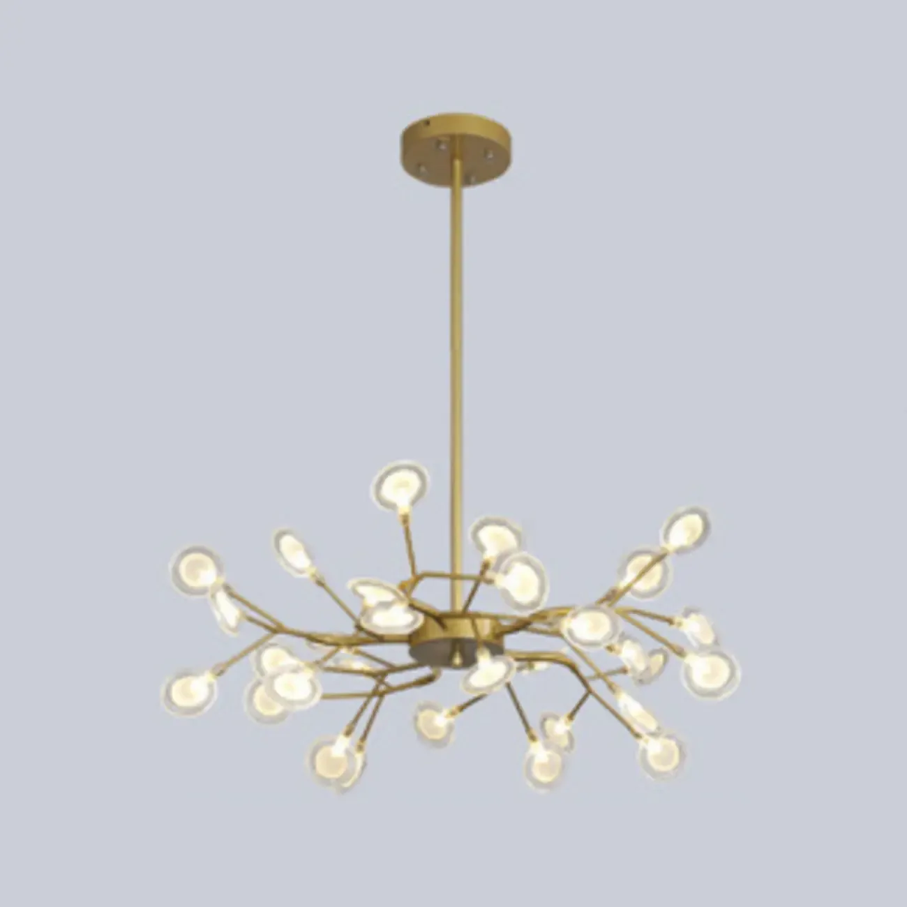 Sputnik Modern Branching Glass Brass Chandelier Image - 8
