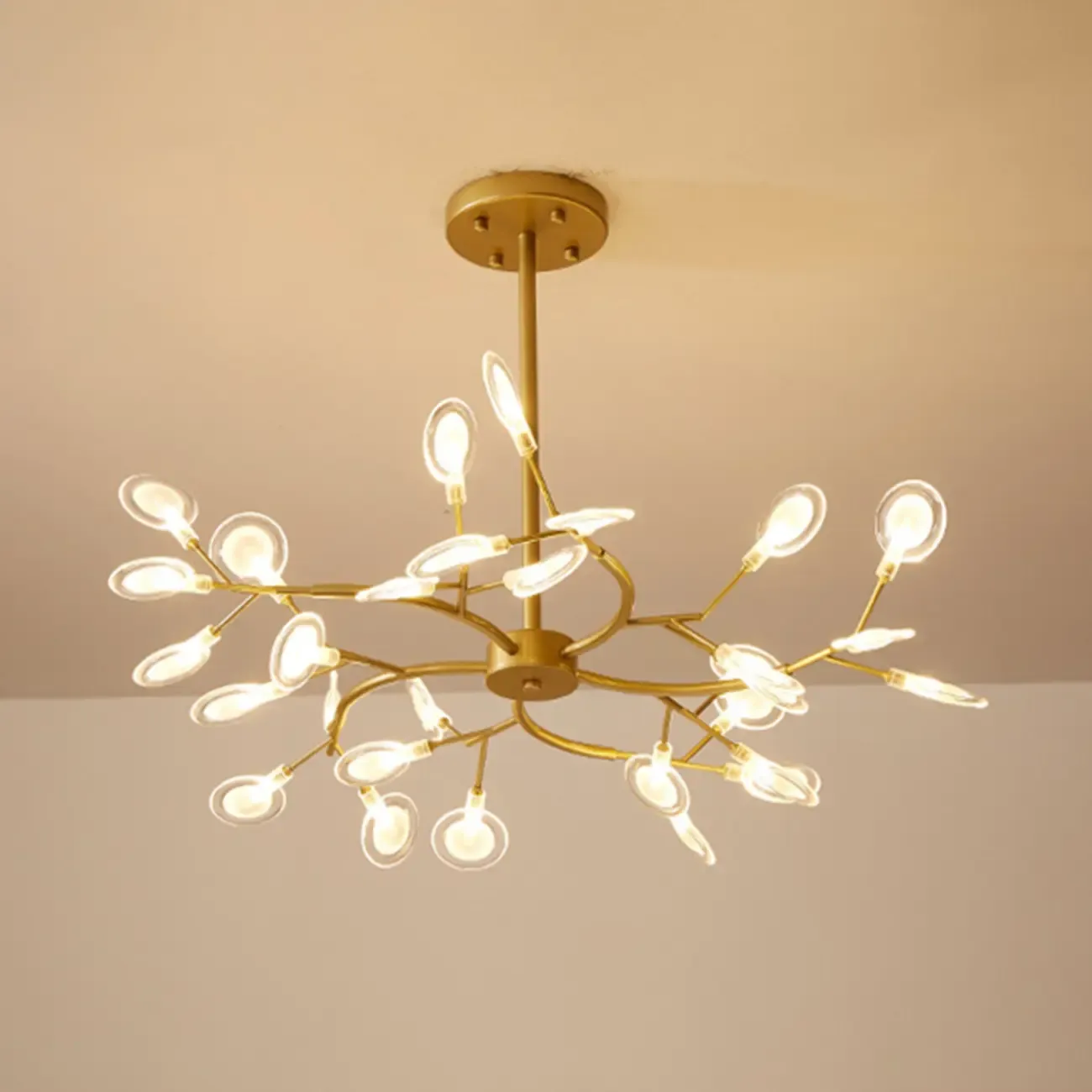 Sputnik Modern Branching Glass Brass Chandelier Image - 11