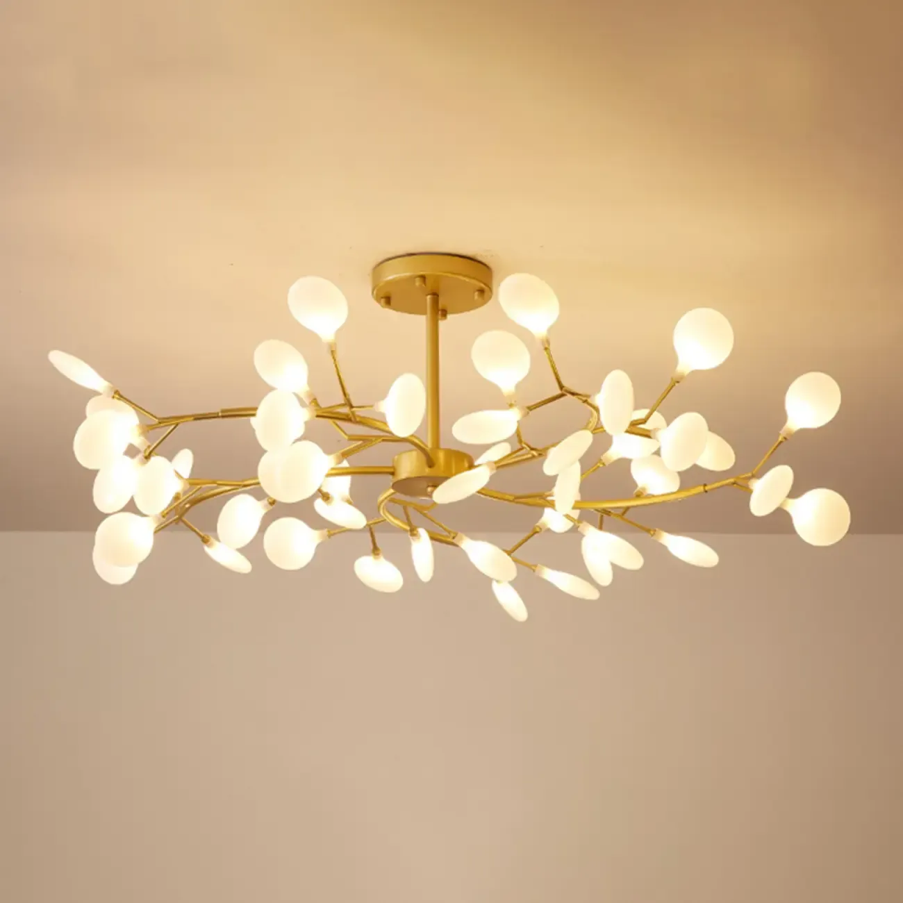 Sputnik Modern Branching Glass Brass Chandelier Image - 14