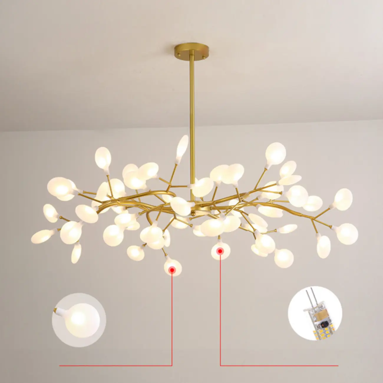 Sputnik Modern Branching Glass Brass Chandelier Image - 15 | homeyfad