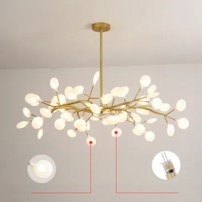 Sputnik Modern Branching Glass Brass Chandelier Image - 15