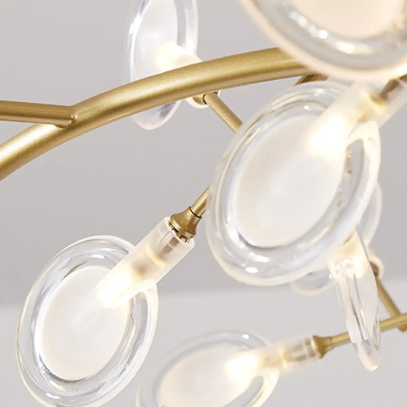 Sputnik Modern Branching Glass Brass Chandelier Image - 19