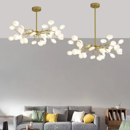 Sputnik Modern Branching Glass Brass Chandelier Image - 25