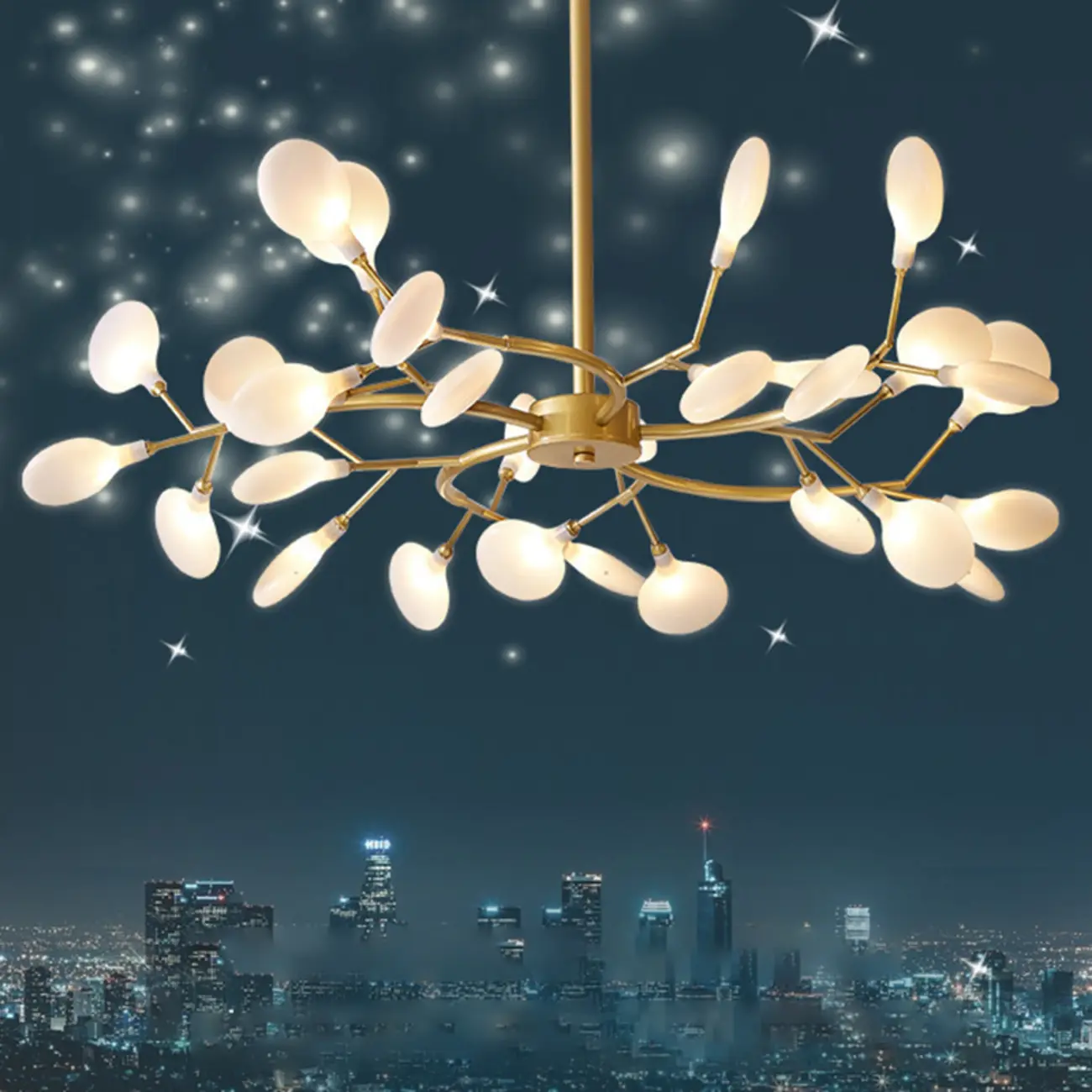 Sputnik Modern Branching Glass Brass Chandelier Image - 27 | homeyfad