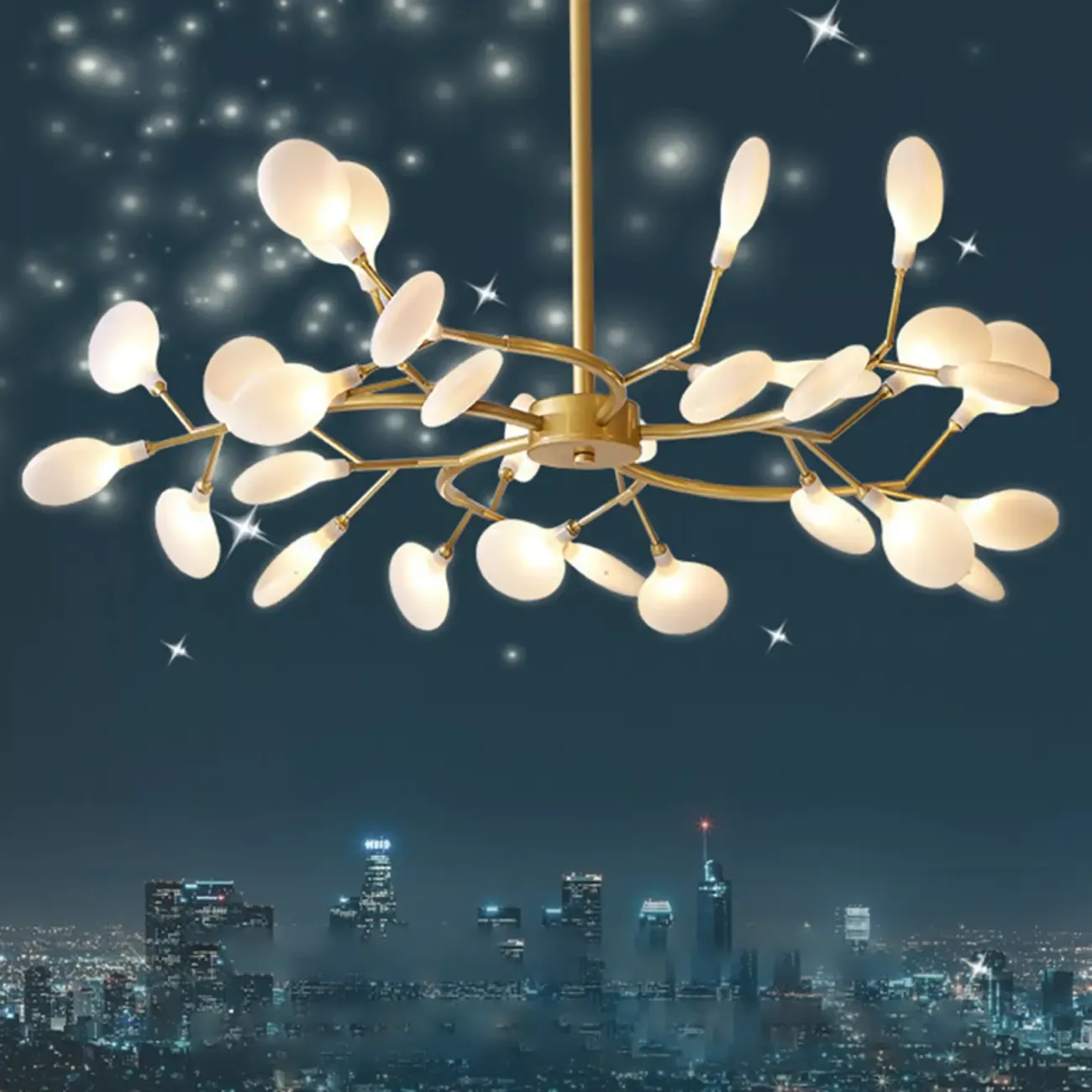 Sputnik Modern Branching Glass Brass Chandelier Image - 27