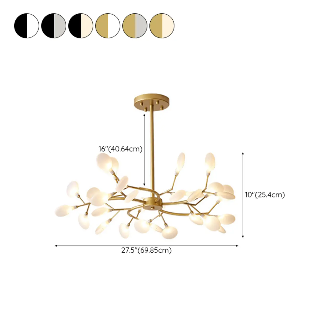 Sputnik Modern Branching Glass Brass Chandelier #size | homeyfad