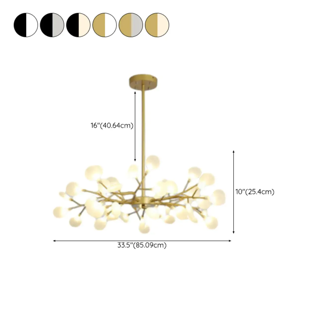 Sputnik Modern Branching Glass Brass Chandelier Image - 34